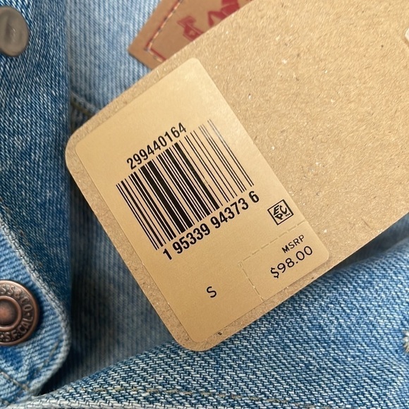 Brand New Levi's Ex-Boyfriend Trucker Jean Jacket Button Up Denim Distressed - Picture 8 of 15